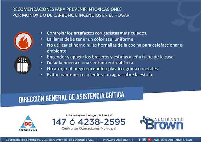 Recomendaciones del Municipio para prevenir intoxicaciones por monóxido de carbono e incendios en el hogar