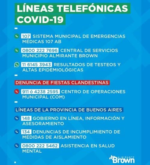 En Almirante Brown difunden las "líneas telefónicas covid-19"