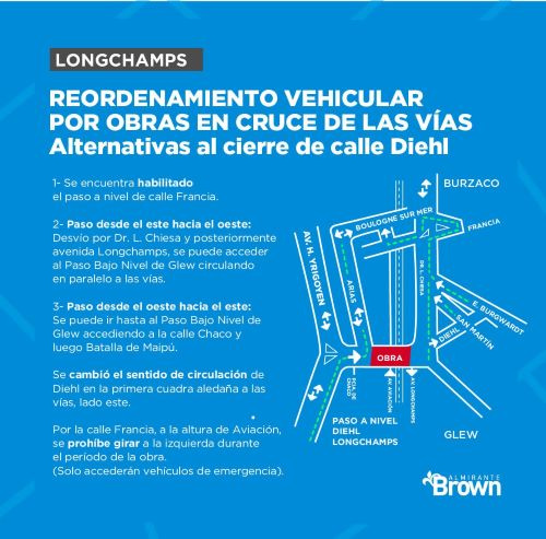 Longchamps: Como quedó la circulación  en la zona del paso bajo nivel de Diehl